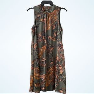 Tommy Hilfiger Olive Green Sleeveless Paisley Mini Dress - Short - Size 6 -